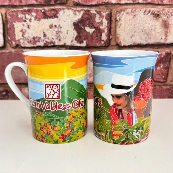 Juan Valdez Cafe Retro Coffee Mugs ~ Set of 2 - Picture 3 of 8